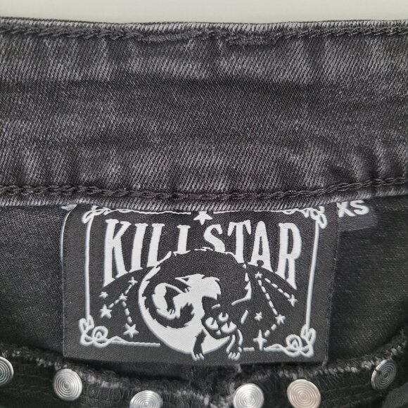 Killstar Anika Jeans Skinny Embroidered Moon Pentagram Studded Black Size XS - Picture 14 of 14